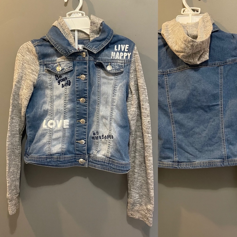 Justice Girls Denim Jacket with Hood Size 12/14